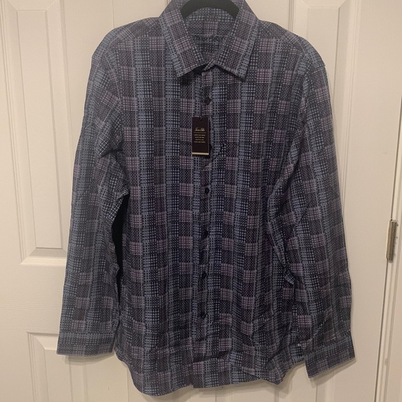 Tasso Elba Stretch Dobby Woven Shirt - Picture 2 of 11